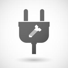 Isolated plug icon with a screw