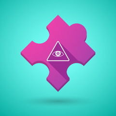 Long shadow puzzle icon with an all seeing eye