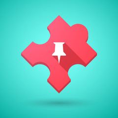 Long shadow puzzle icon with a push pin