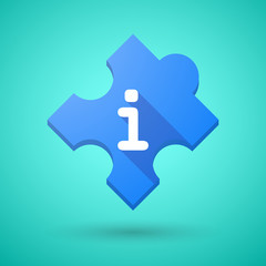 Long shadow puzzle icon with an info sign