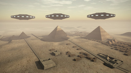 Egypt pyramids with UFOs