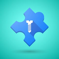 Long shadow puzzle icon with a screw