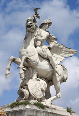 Statue of Mercury riding Pegasusin Tuileries Gardens of Paris, France