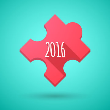 Long shadow puzzle icon with a 2016 sign