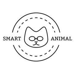 minimal vintage labels with the smart cat in glasses