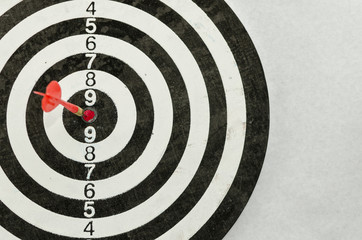 Arrow in the center of 25 points of a dart board