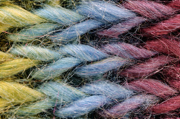 Close up Multicolor Yarn in knitting pattern,
