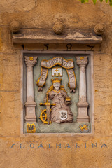 Sankt Katharina auf dem Kielmeyerhaus in Esslingen auf dem Marktplatz