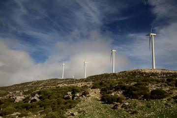 WInd turbine on a mountains