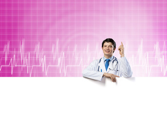 Doctor with banner