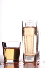 Glasses and alcoholic drink