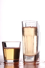 Glasses and alcoholic drink