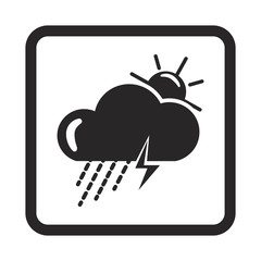 Storm weather with sun and rain icon
