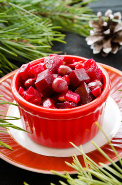 Traditional Ukrainian beetroot salad Vinegret