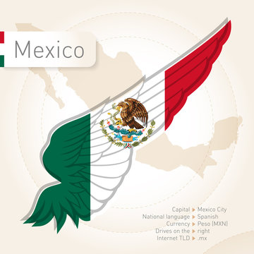 Mexico infographics with flag, map and information. Vector illus