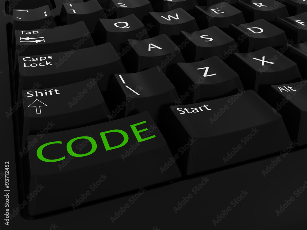 Poster green code computer key background