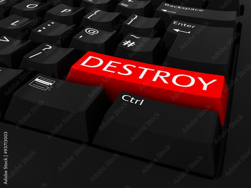 Poster red destroy key keyboard background
