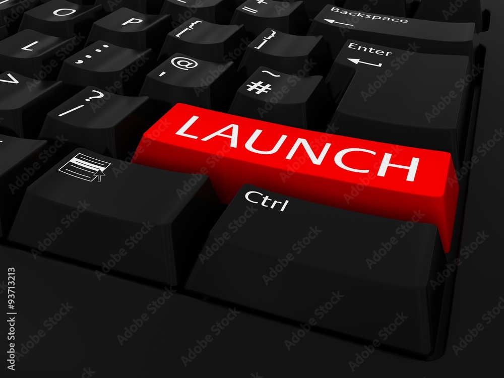 Poster red launch key keyboard background