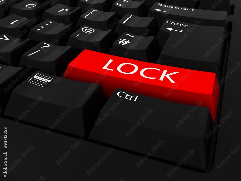 Poster red lock key keyboard background