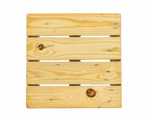 brown square wooden stool isolated on white background, top view