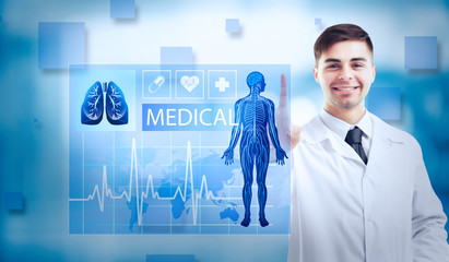 Medicine doctor working with modern computer interface.Modern medical technologies concept