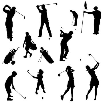 golf family silhouettes