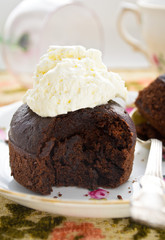 chocolate fondant with whipped cream