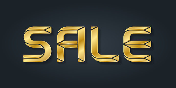 Luxury sale of gold jewelry. Vector letters