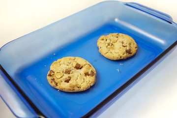Double cookies in blue plate