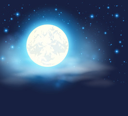 Naklejka na ściany i meble Night sky with a full moon
