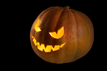 Halloween pumpkin isolated on black background.