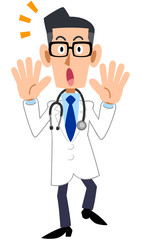 驚く医者
