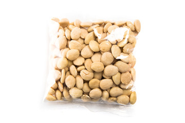 Almonds on white background