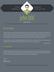Cool dark cover letter resume cv template