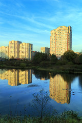 New residential district on the bank of the river Pekhorka. Balashikha. Russia