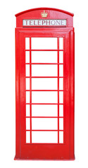 Obraz premium British red phone booth isolated on white