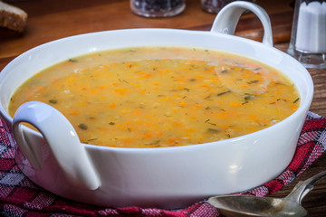 Soup with buckwheat and vegetables.