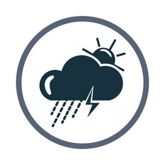 Storm weather with sun and rain icon