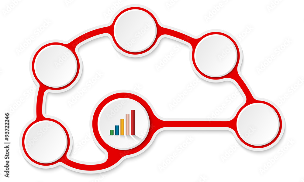 Poster Vector circular text boxes for your text and colored graph
