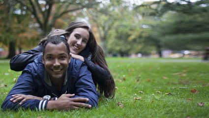 Banner of In Love Interracial couple in a park