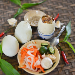 Balut, boiled developing duck embryo