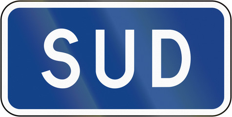 Supplemental guide and information road sign in Quebec, Canada - South, blue version