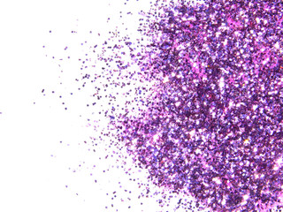 Purple glitter sparkle on white background
