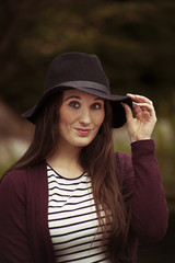 Portrait of beautiful brunette woman