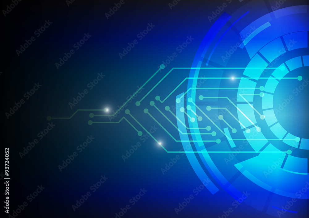 Aufkleber vector : electronic circuit and abstract circle on blue backgrou