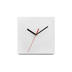 White simple wall clock - watch isolated on white background