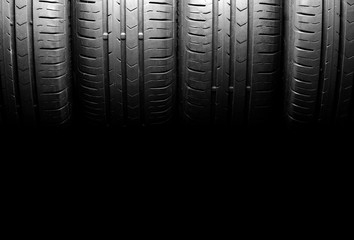 Tyres in dramatic lighting