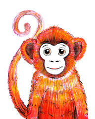 ,,Красная обезьяна,, авторский рисунок. - 93725461