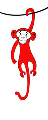 Красная обезьяна на ветке.   - 93725485