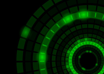 Abstract Background with Glowing Green Segmented Circles - Illustration, Vector